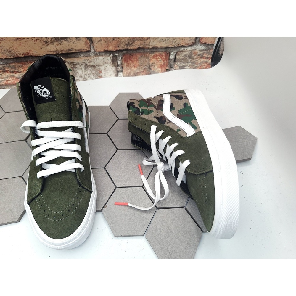 New Vans Sk8-Hi Camo Olive Green High Top Mens 6.5 / Women 8 / Kids 6.5 GS - Picture 8 of 10